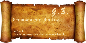 Gremsperger Borisz névjegykártya